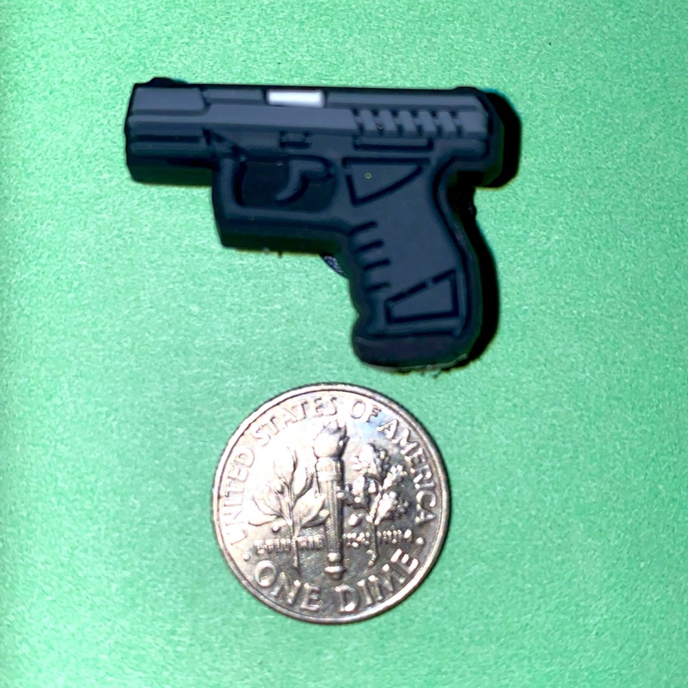 (10 for $15) Dark Grey Glock Pistol Gun Crocs Shoe Charms